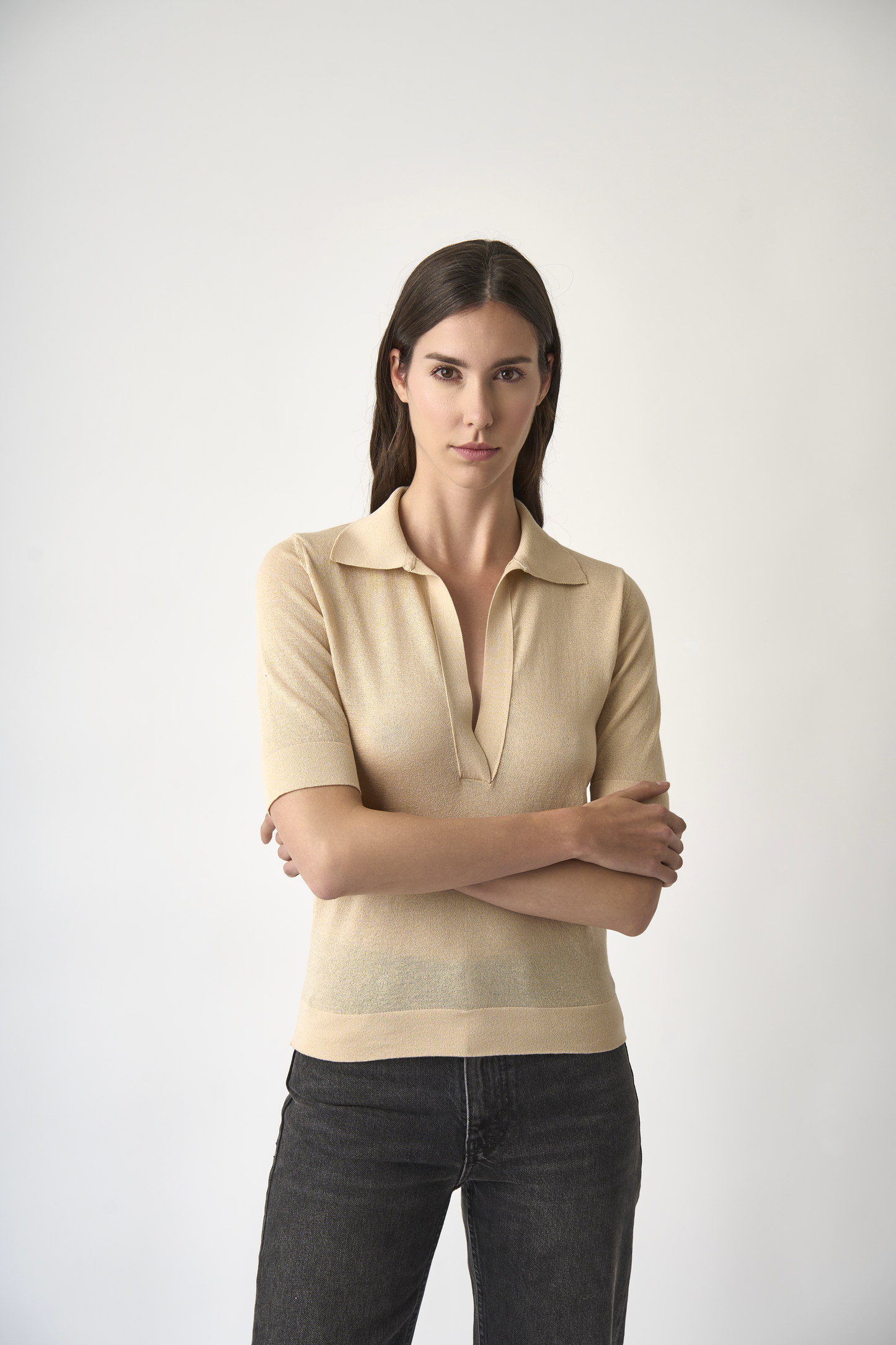 SELENE beige polo shirt